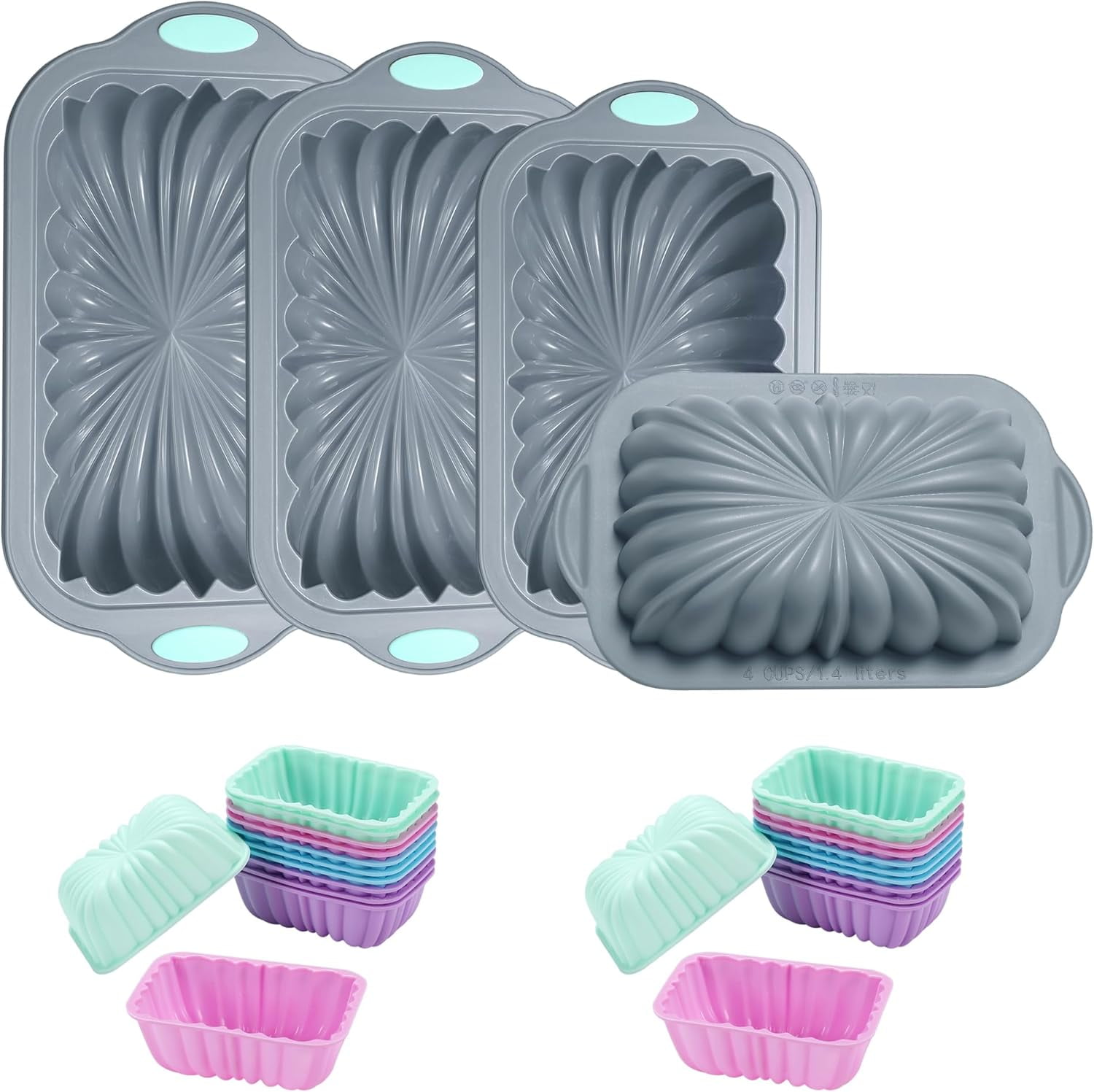 8 in 1 Silicone Baking Set - 6 Silicone Molds - 2 Silicone Baking Mat ...