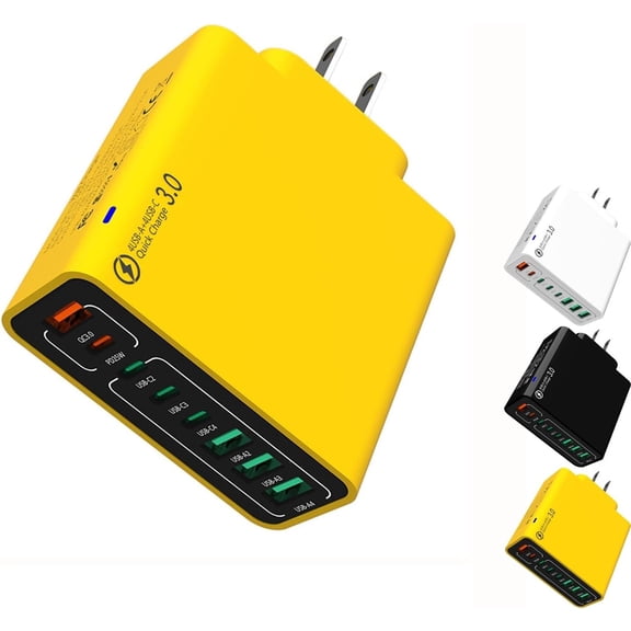 8 in 1 Waterproof Ports USB Fast Charger, Travel Phone Charger Plug Outlet,Multiple Fast Charging Station, with 4 Type C and 4 USB Ports for Home Office Travel (Black)