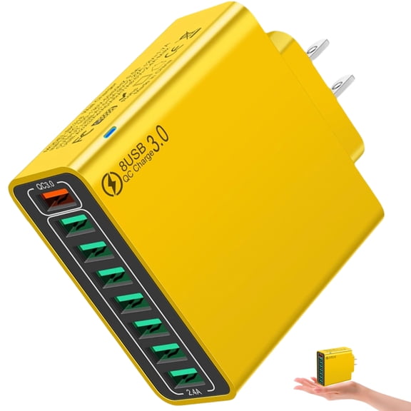 8 in 1 Waterproof Ports USB Fast Charger, Universal with 4 Type C and 4 USB Ports for Phones, Tablets and Laptops, Anti-Fall & Super Fast Charging for Trave Business Trip