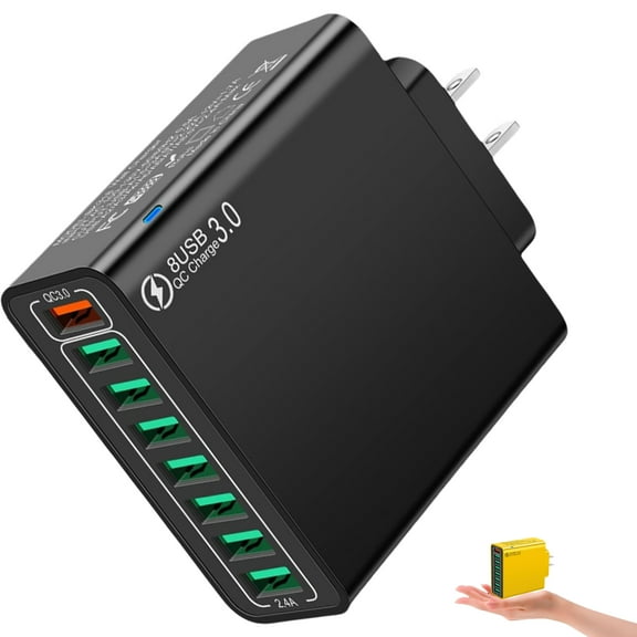 8 in 1 Waterproof Ports USB Fast Charger, Universal with 4 Type C and 4 USB Ports for Phones, Tablets and Laptops, Anti-Fall & Super Fast Charging for Trave Business Trip