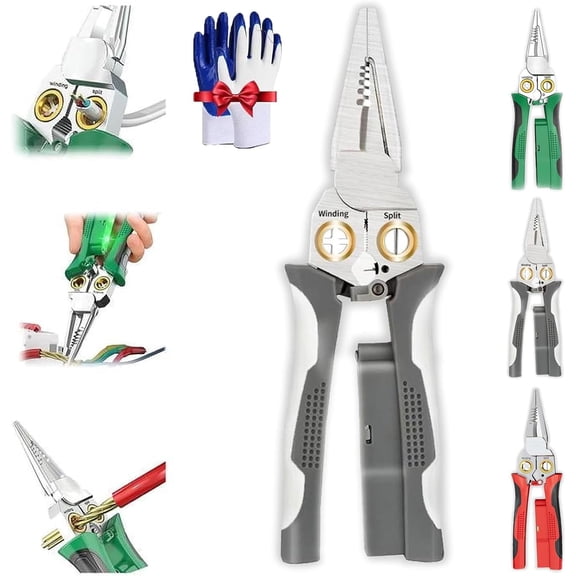 8 in 1 Wire Stripper, Pliers with Voltage Tester for Cutting and Pulling Wires, 2025 Rechargeable Folding Stylus Screwdriver Wire Cutter with Electricity Measurement Function (Green)