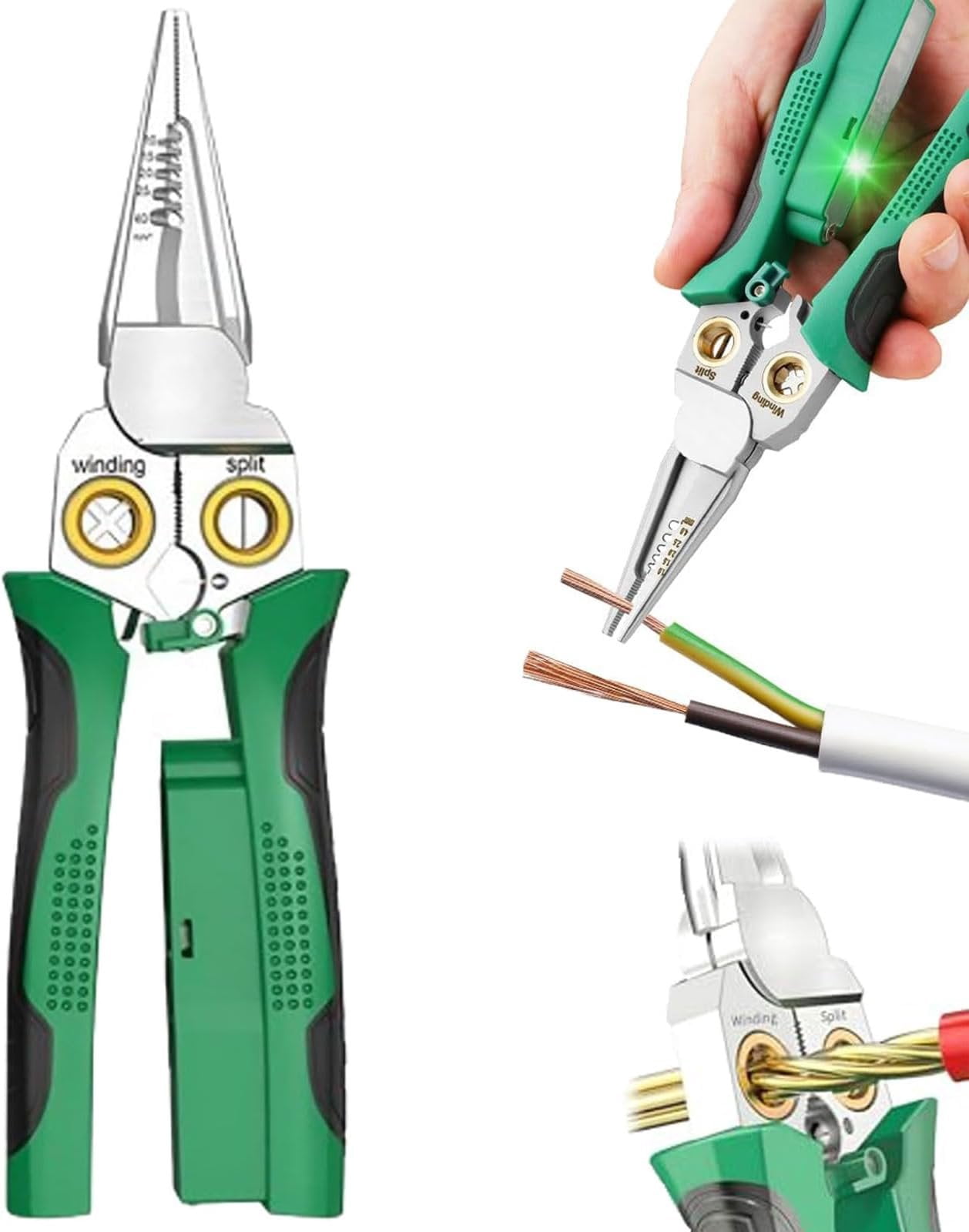 8 In 1 Wire Stripper With  Tester, Multi-Function Electric Wire Stripping Tool For  And Pulling Pliers, Electrician Repair Tool, Wire Strippers Electrical (Green)