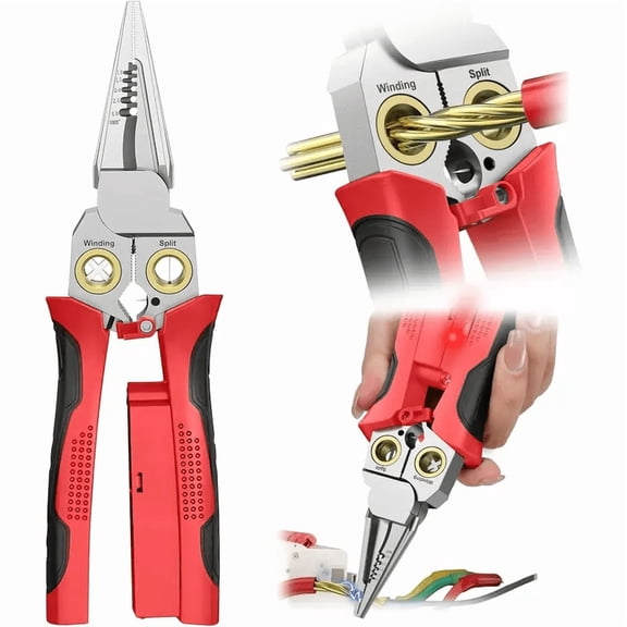 8 in 1 Wire Stripper Twister -Multi-Function for Cutting and Pulling Wires, Cable Scissors,Voltage Tester Pliers, 12V to 250V Live,Null,Hot Wire Judgment AC DC, Audible and Flashing LED Alarms
