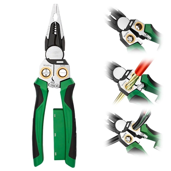 8 in 1 Wire Stripper with Voltage Tester, Upgrade Multifunctional Professional Wire Stripper Electrical Pliers, Heavy Duty 12-250V AC/DC Tester for Hot/Neutral Wires