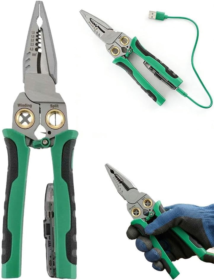 8 in 1 Wire Stripper with Voltage Tester, Wire Stripper Pliers Multi-Function Electrician Tool, Gift for Stripping/Cutting/Scraping/Crimping Wires/Car & Home Electrical Repair