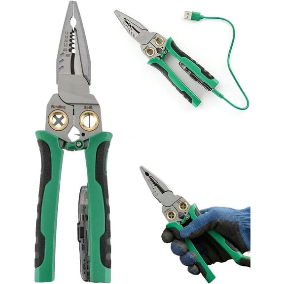 8 in 1 Wire Stripper with Voltage Tester, Wire Stripper Pliers Multi-Function Electrician Tool, Gift for Stripping/Cutting/Scraping/Crimping Wires/Car & Home Electrical Repair