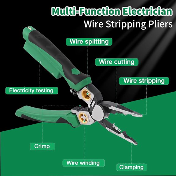 8 in 1 Wire Stripper with Voltage Tester, Wire Stripping Tool for Heavy Duty 12V-220V AC/DC Tester Hot/Neutral Wires, Multi-Functional Electrician Tool for HVAC, Car$$Tools & Hardware Other