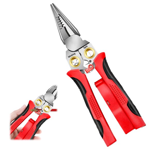 8 IN 1 Wire Strippers Twister with Electricity Measurement Function,Multifunctional Wire Stripping Pliers for Cutting and Pulling Wires Cable Scissors,Scraping and Pressing with Voltage Test