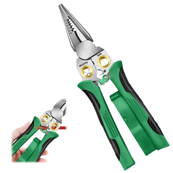 8 IN 1 Wire Strippers Twister with Electricity Measurement Function,Multifunctional Wire Stripping Pliers for Cutting and Pulling Wires Cable Scissors,Scraping and Pressing with Voltage Test