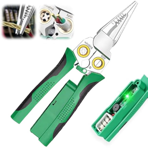8 In 1 Wire Strippers with Voltage Tester, Cable Scissors for Scraping and Pressing Wires, Wire Stripping Tool for Heavy Duty 220V AC/DC Tester Hot/Neutral Wires, Electrician Repair Tool