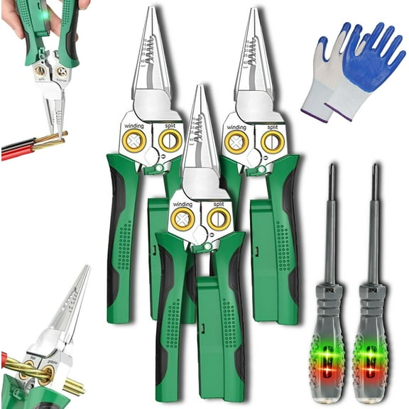 8 in 1 Wire Stripping Pliers, 8 in 1 Wire Stripper With Voltage Tester, Wires Stripper Machine, Electric Wire Stripper with Voltage Tester, Crimper & Cutter for Awg 18-6 Wires (1PCS)