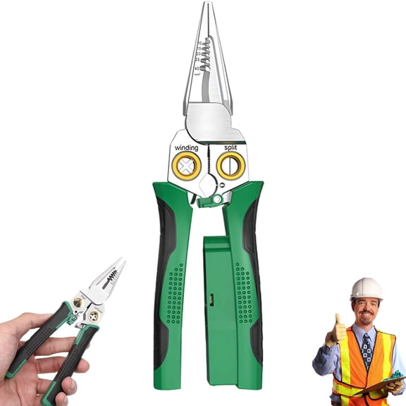 8 in 1 Wire Stripping Pliers with Voltage Tester  Multi-Function Electrician's Pliers with Quick-Separation Wire Holes for Fast Stripping, Cutting and Repair, Essential Electrician Tool Kit for Prof