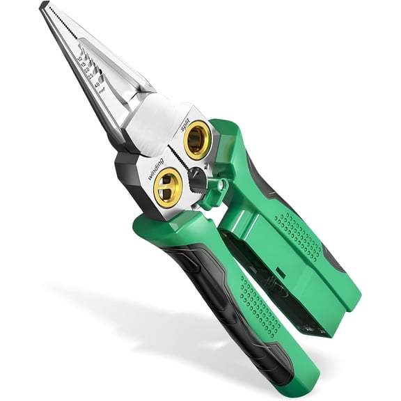 Crazyview 8 in 1 Wire Stripping Pliers with Voltage Tester, Multi-function Wire Stripper Electrician's Pliers, Electric Wire Stripping Tool, Electrician Repair Tool (Green)