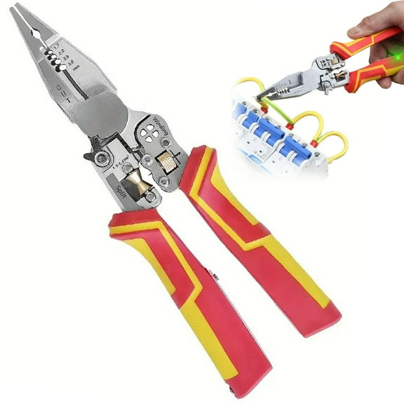 8 in 1 multi-function wire stripper, electrician pliers with charge measurement, wire clamp, wire splitter and wire winding multi-function tool, suitable for professionals and DIY enthusiasts