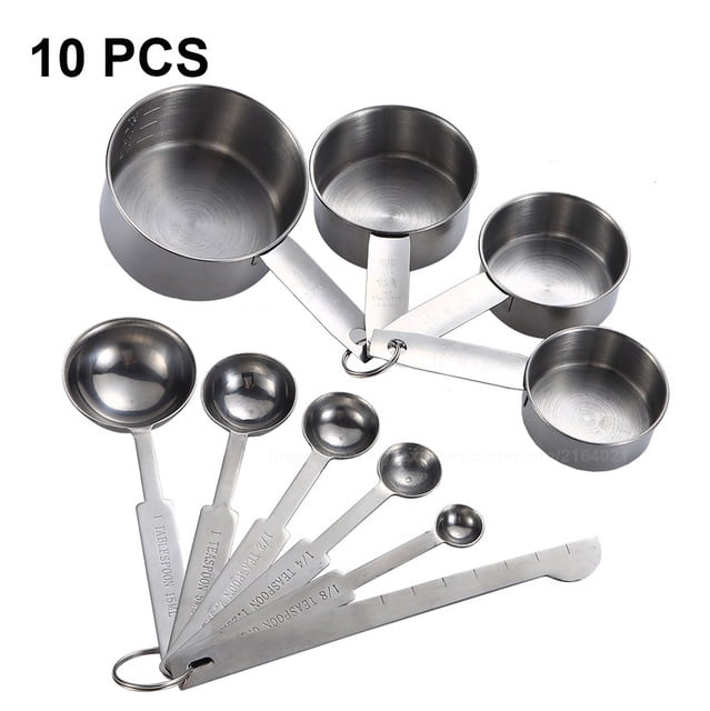 EZ Large Print Plastic Kitchen Measuring Cup and Spoon 11-pc