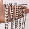 thumbnail image 1 of 8/10/12/15/17/19mm Polished Mens Chain Stainless Steel Curb Cuban Link Necklace, 1 of 9