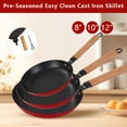 thumbnail image 1 of YUTANN Cast Iron Skillet Set with Removable Handles, Nonstick, Oven Safe, Red, 8/10/12 Inch, 3-Piece, 1 of 7