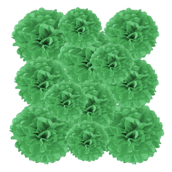 8" 10" 12" Tissue Paper Pom Poms, 12PCS Pom Poms Paper Flowers Ball Tissue Paper Flowers Assorted Size for Wedding Bridal Shower Birthday Party Backdrop Decoration, Green