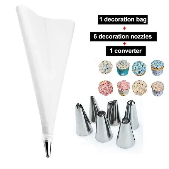 8/10/16Pcs/Set Silicone Pastry Bag Tips Kitchen Cake Icing Piping Cream Cake Decorating Tools Reusable Nozzle Set +1 Pastry Bags LDG