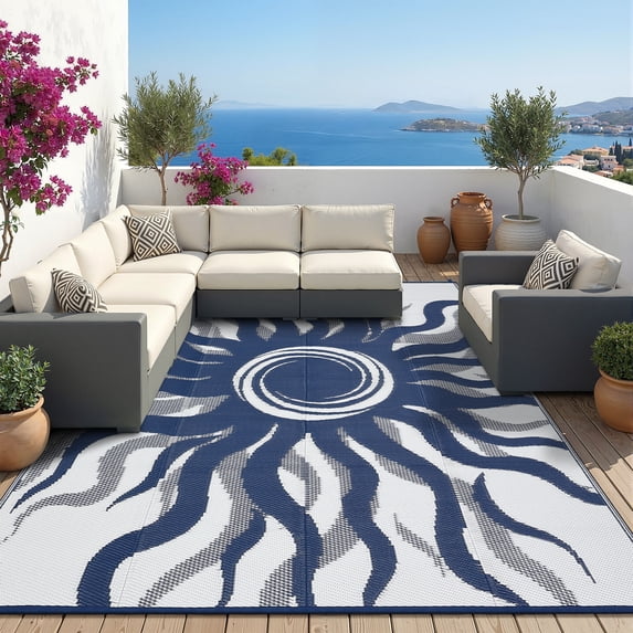 8*10/9*12ft Outdoor Rug Waterproof Reversible, Plastic Straw Patio Rug ...