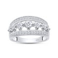 thumbnail image 1 of 8/10 Carat Round Cut Lab Created Moissanite Diamond Seven Stone Wedding Band Ring For Women In 14K White Gold Over 925 Sterling Silver (Color: G-H, Clarity: VVS1, 0.80 Ct) Size - 4, 1 of 8