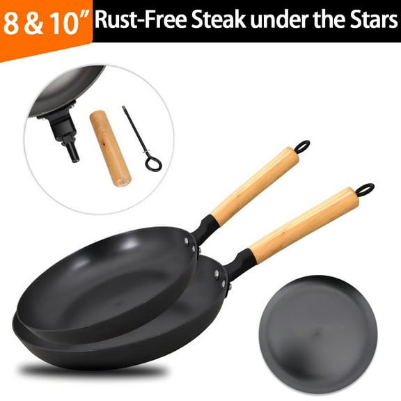 YUTANN 8&10 Cast Iron Skillet Set, Lightweight, Easy to Clean, Detachable Handle, Heat-Resistant, Great for Steaks & Camping, Oven & Dishwasher Safe
