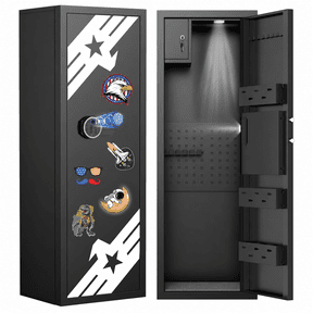 Omethey 10-12 Large Biometric Fingerprint Unassembled Gun Safe, Shotgun Safe with Lockable Inner Cabinet, Pegboard, Key Hook & DIY Sticker