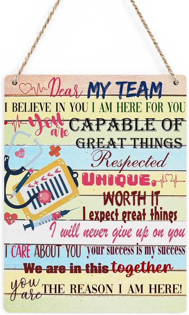 8"×10" Nurse Gifts Office Decor Dear My Team Rustic Wood Sign Wall Hanging Decor Home Farmhouse