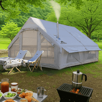 Inflatable Camping Tents 4/6/8/10 Person,129 Square Feets Large Blow up Tent with Stove Jack