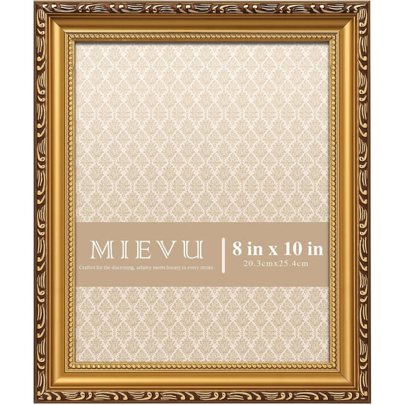 8×10 Picture Frame Gold - Picture Frames for Wall Hanging And Tabletop Display, Ornate Photo Frame for Poster,Vintage Frames,with Durable Plexiglass