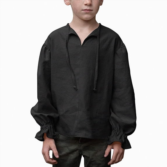 8-10 Years Boys Medieval Dress Shirt For Kids Medieval Ruffled Long Sleeves Day Of School Shirt 6-12 Months 12-24 Months 2T 3T 4T 5T 6T 7T Black Sports Tops