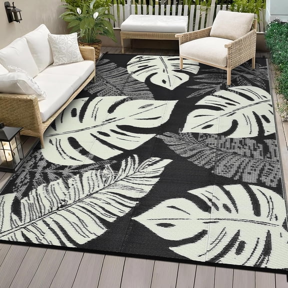 8*10 ft Outdoor Rug,Reversible Large Outdoor Plastic Straw Rug,Waterproof Plastic Rug For Camper Porch Balcony Backyard Picnic