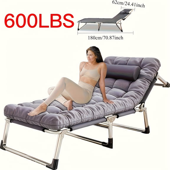 8/10FT Heavy-Duty Folding Bed with Flip-up Mattress Included, 450-600LBS Capacity, 70.4/74IN Portable Guest Bed for Teen Adult Travel Garden Balcony