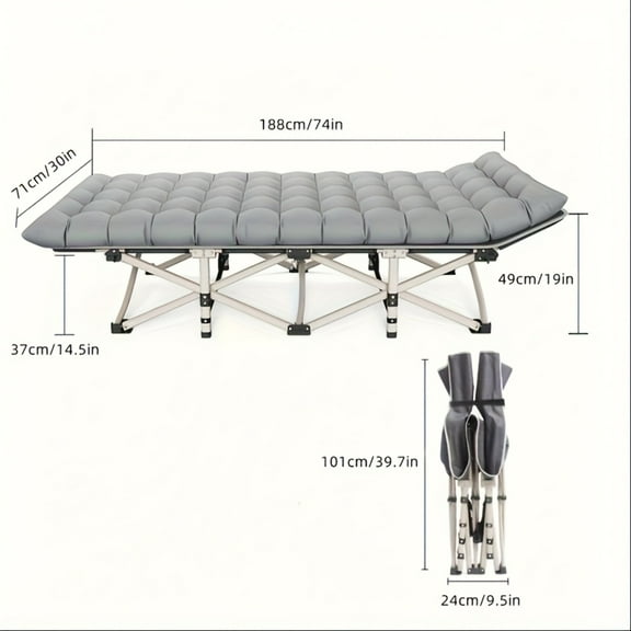 8/10FT Heavy-Duty Folding Bed with Flip-up Mattress Included, 450-600LBS Capacity, 70.4/74IN Portable Guest Bed for Teen Adult Travel Garden Balcony