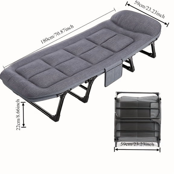 8/10FT Heavy-Duty Folding Bed with Flip-up Mattress Included, 450-600LBS Capacity, 70.4/74IN Portable Guest Bed for Teen Adult Travel Garden Balcony
