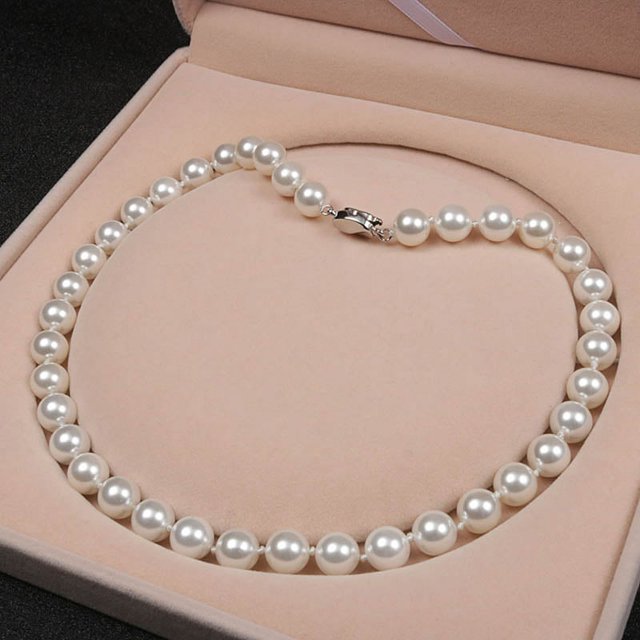 8/10MM Imitation Pearl Necklace Purple White Pearl Beads Necklace