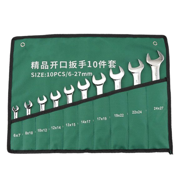 8/10Pcs Multipurpose Hand Tool Wrench Kit Double Ended Open End Polishing Spanner with Rolling Pouch for Automotive