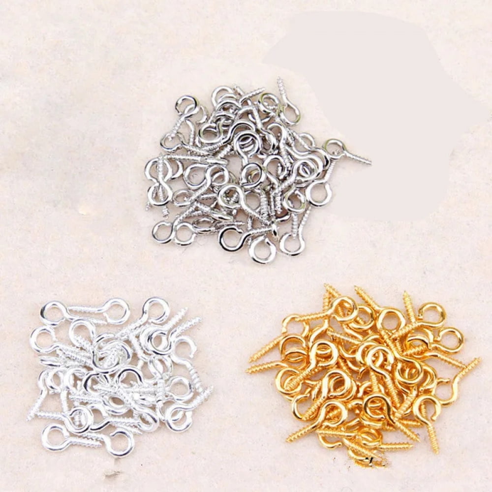 8/10mm Mini Screw Eye Pins Metal Eyepins Hooks Eyelets Screw Threaded ...