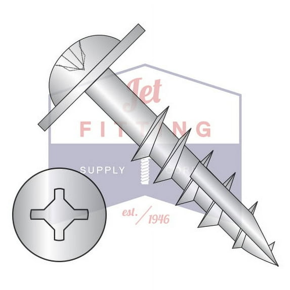 8-11 x 1 1/4" Deep Thread Wood Screws | Combo (Square | Phillips) | Round Washers Head | Type 17 Pt | Steel | Zinc (Quantity: 3000)