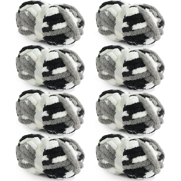 8/12/18 Pack Giant Chunky Yarn for Crocheting,Super Bulky Large Soft Fluffy Yarn,Tie Dye Plush Fuzzy Yarn,Mixed Color Thick Chenille Yarn for Hand Knitting/Arm Knitting