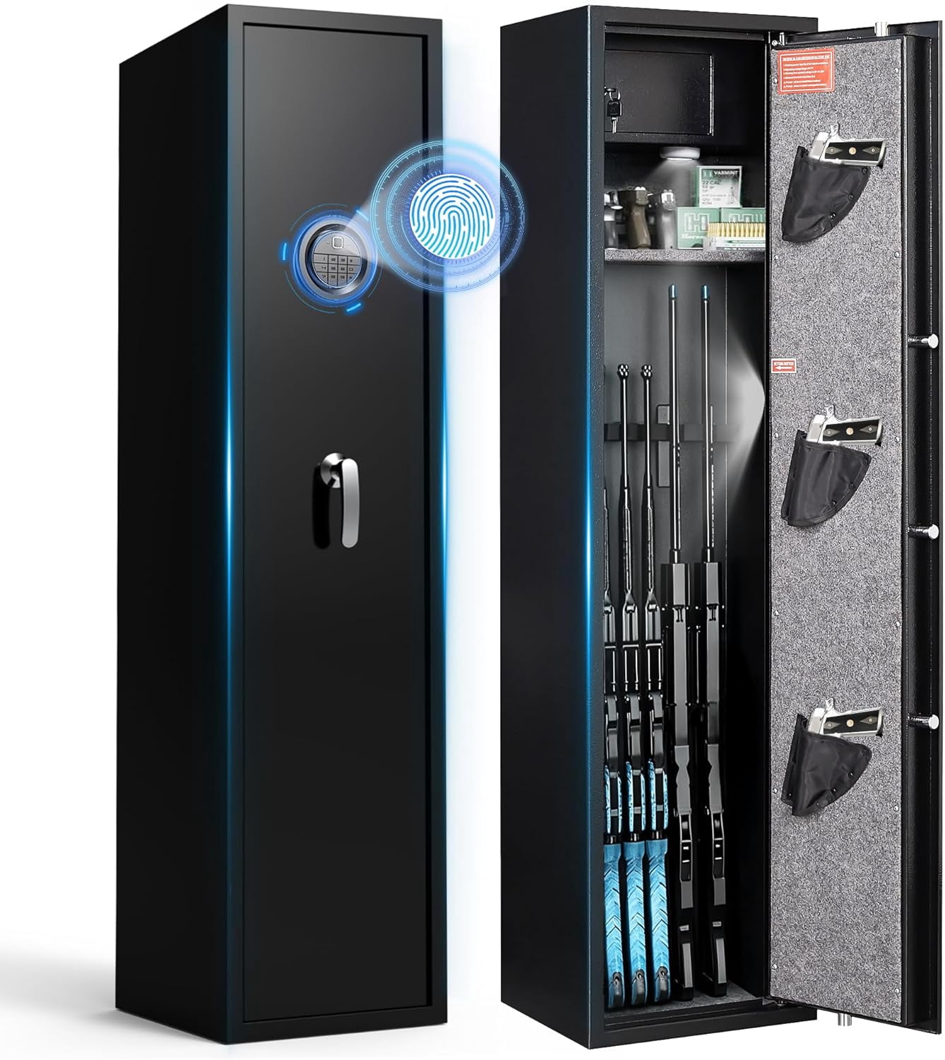 8-12 Fingerprint Gun Safe,No Assembly Required, Gun Safe for Rifles and Pistols,Gun Safes for  and Password Lock, gun cabinets for rifles and shotguns,Gun Cabinet for Home with Shelves