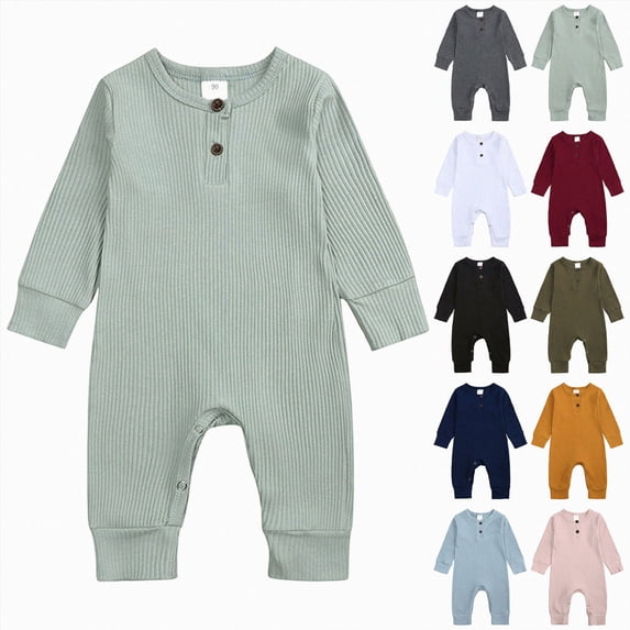 8-12 Months Infant Jumpsuit Unisex Infant Boy Girl Long Sleeve Romper Cotton Solid Bodysuit Jumpsuit Baby Outfits,Dark Blue Sleep & Play One-Piece Bodysuit, Jumpsuit