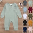 thumbnail image 1 of 8-12 Months Newborn Preemie Pajamas Rompers And Home Unisex InfantLong Sleeve Romper Cotton Solid Bodysuit Jumpsuit Baby Outfits AG Bodysuit Baby Gift, 1 of 9