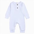 thumbnail image 1 of 8-12 Months Newborn Unisex Infant Long Sleeve Romper Solid Bodysuit Jumpsuit Baby Outfits Footed Bodysuit Newborns Everyday Wear, 1 of 9