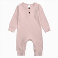 thumbnail image 1 of 8-12 Months Newborn Unisex Infant Long Sleeve Romper Solid Bodysuit Jumpsuit Baby Outfits Footed Bodysuit Newborns Everyday Wear, 1 of 9