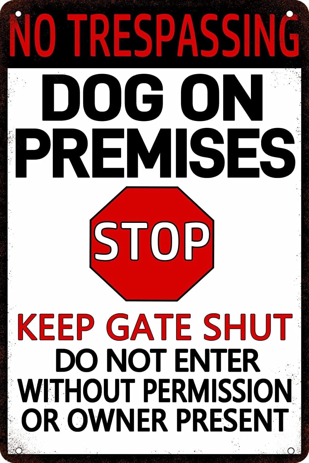 Lot De 2 Panneaux « No Trespassing Dog On Premises Stop Keep Gate