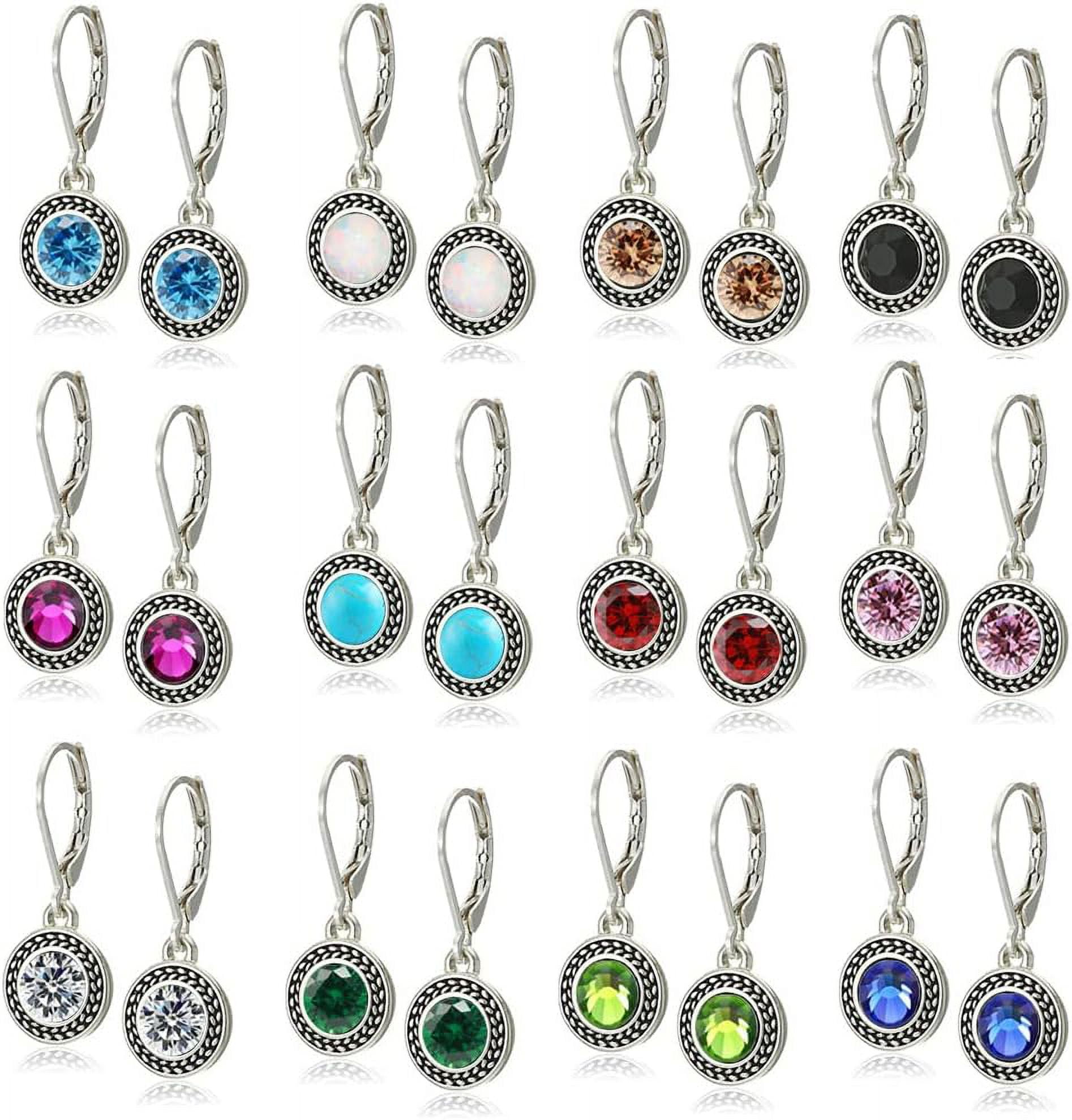UMEHOME 8/12 Pairs Silver Dangle Earrings For Women Multipack Teens Small Hoop Earrings With Charm Leverback Earrings For Women Handmade Earrings Bohemian Jewelry [Z7944]