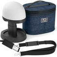 thumbnail image 1 of 8"-12" Wig Travel Case -High Wig Box with Collapsible Wig Stand - Dome Foam Wig Head Stand in Zipper Carrying Case w/Handle for Safe Traveling Storage of Wigs, Lace Front Cap, Toupee (Denim Navy), 1 of 8