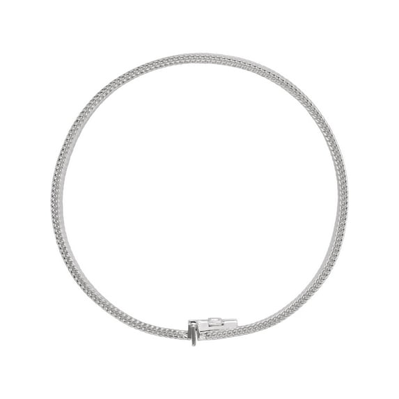 8" 12 mm Flat Foxtail Mesh Chain in Sterling Silver