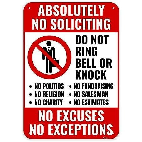 8*12inchs 1PC No Soliciting Sign for Home, 12 x 8 Inches - Aluminum - Do Not Knock Please Dont Ring Doorbell - No Silication Solicitors Soliciting Sign for Front Door Home House